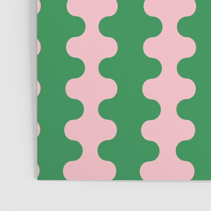 Bold Fun Ogee A-Go-Go Vertical Stripes Pop Pattern in Green and Pink Poster Gallery Image 3