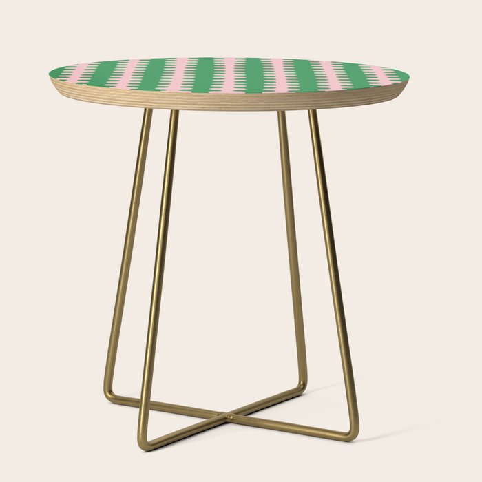 Bold Fun Ogee A-Go-Go Vertical Stripes Pop Pattern in Green and Pink Side Table Gallery Image 1