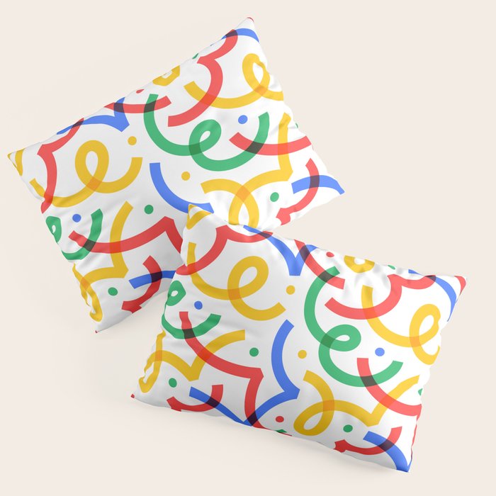 Colorful fun line doodle art pattern Pillow Sham Gallery Image 3