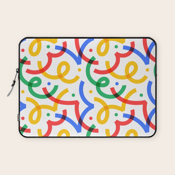 Colorful fun line doodle art pattern Laptop Sleeve Gallery Image 1