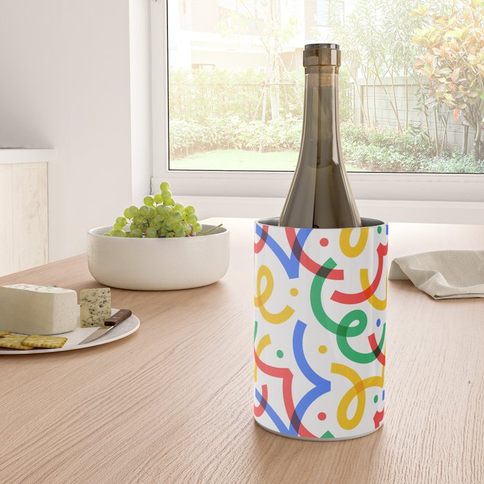 Colorful fun line doodle art pattern Wine Chiller Gallery Image 4