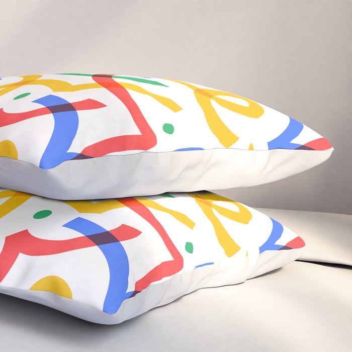 Colorful fun line doodle art pattern Pillow Sham Gallery Image 3