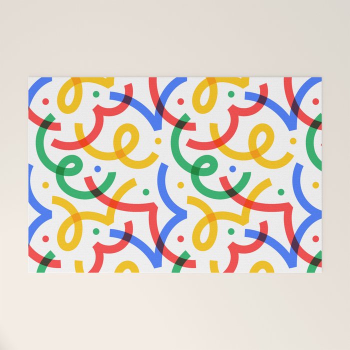 Colorful fun line doodle art pattern Welcome Mat Gallery Image 1
