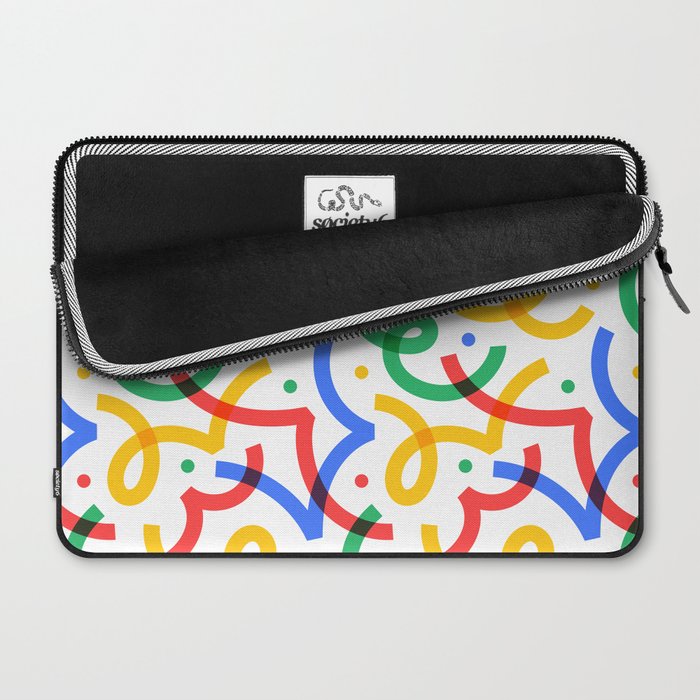 Colorful fun line doodle art pattern Laptop Sleeve Gallery Image 2
