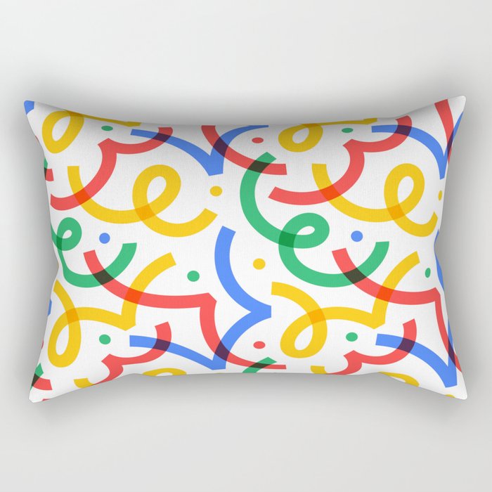 Colorful fun line doodle art pattern Rectangular Pillow Gallery Image 1