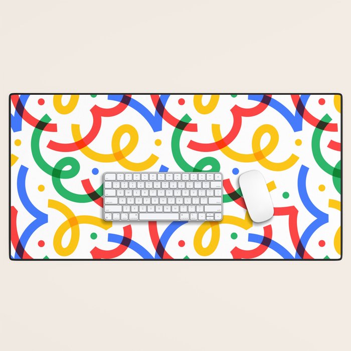 Colorful fun line doodle art pattern Desk Mat Gallery Image 1