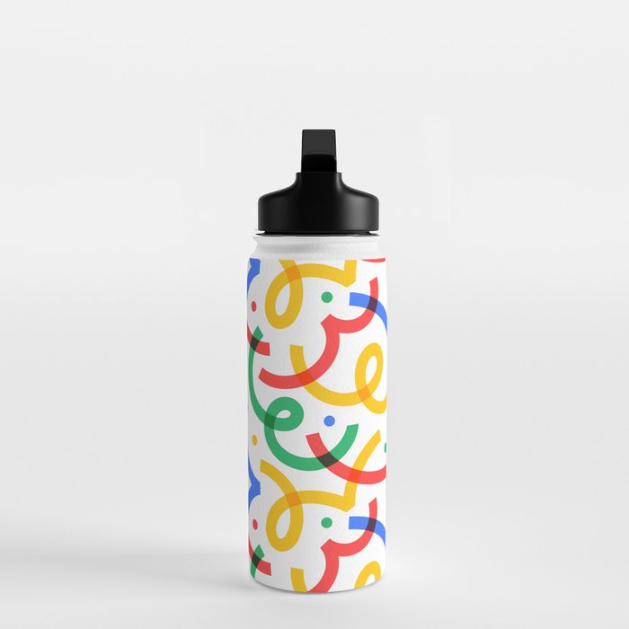 Colorful fun line doodle art pattern Water Bottle Gallery Image 3
