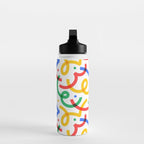 Colorful fun line doodle art pattern Water Bottle Gallery Image 3