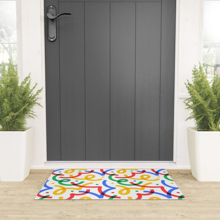 Colorful fun line doodle art pattern Welcome Mat Gallery Image 3