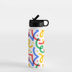 Colorful fun line doodle art pattern Water Bottle Gallery Image 1