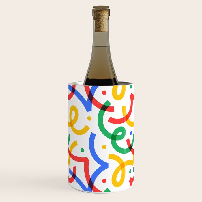 Colorful fun line doodle art pattern Wine Chiller Gallery Image 1