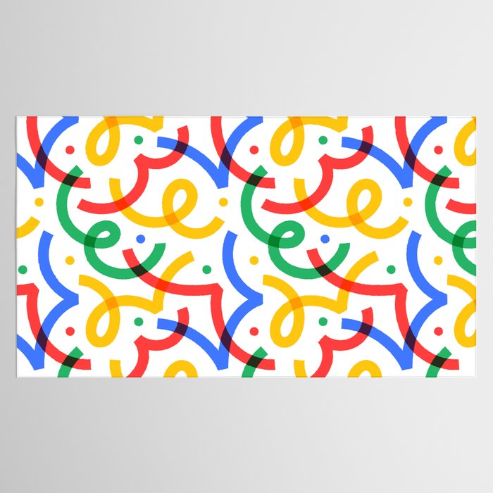 Colorful fun line doodle art pattern Tablecloth Gallery Image 2