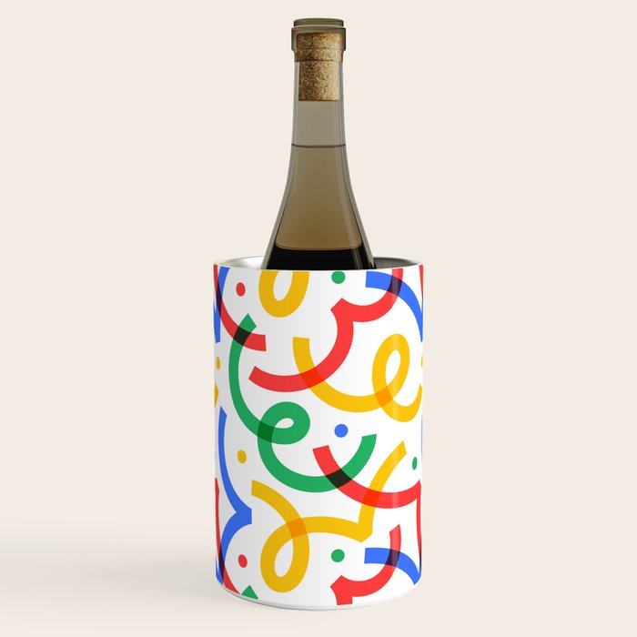 Colorful fun line doodle art pattern Wine Chiller Gallery Image 2