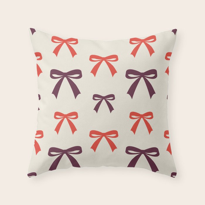 Christmas Bows Pattern Throw Pillow Gallery Image 1