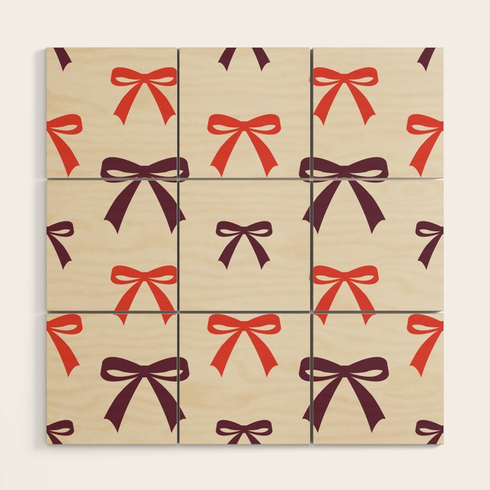 Christmas Bows Pattern Wood Wall Art Gallery Image 1