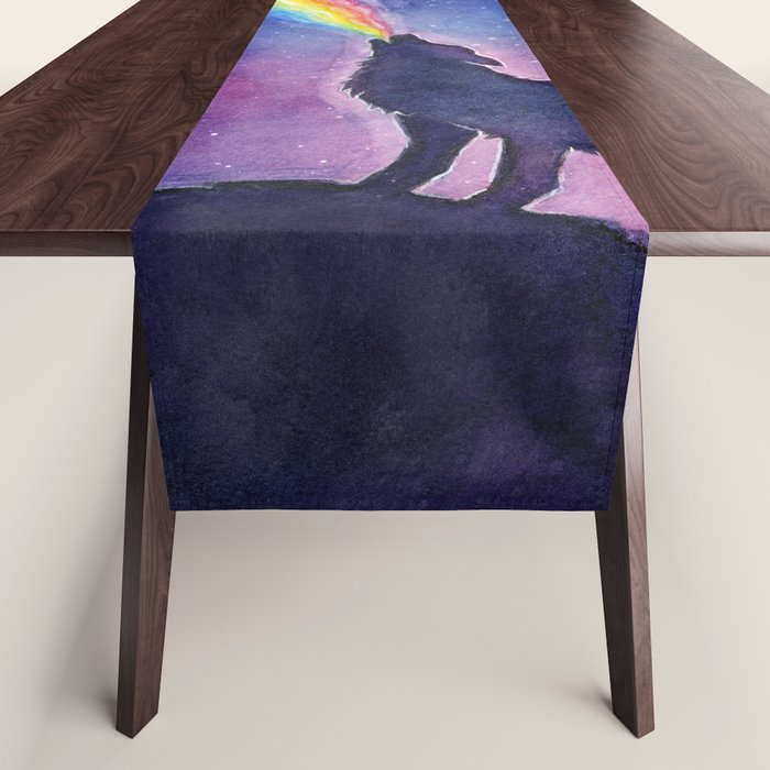 Galaxy Wolf Howling Rainbow Table Runner Gallery Image 1