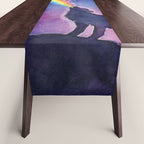 Galaxy Wolf Howling Rainbow Table Runner Gallery Image 1