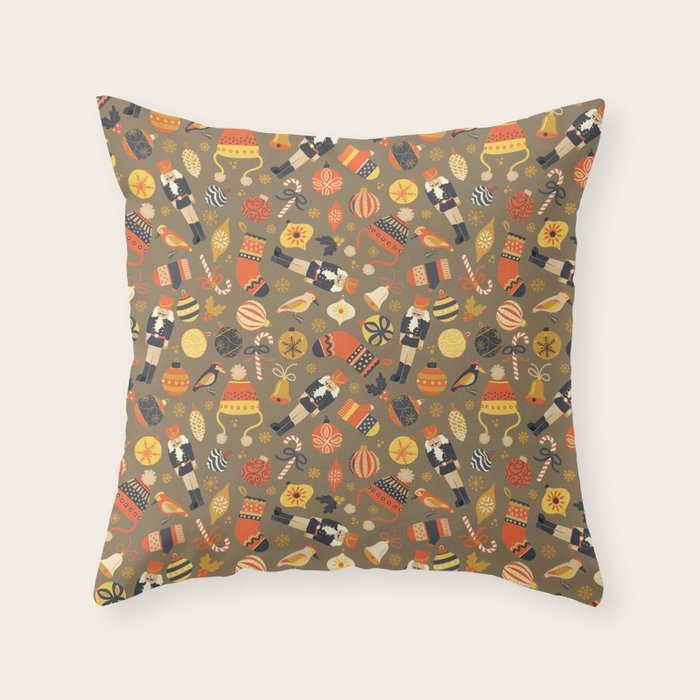 Christmas Vintage Ornaments Throw Pillow Gallery Image 6