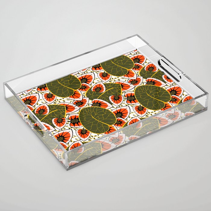 African leaves and flowers Acrylic Tray Gallery Image 1