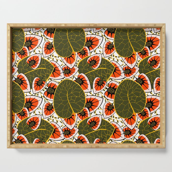 African leaves and flowers Serving Tray Gallery Image 1