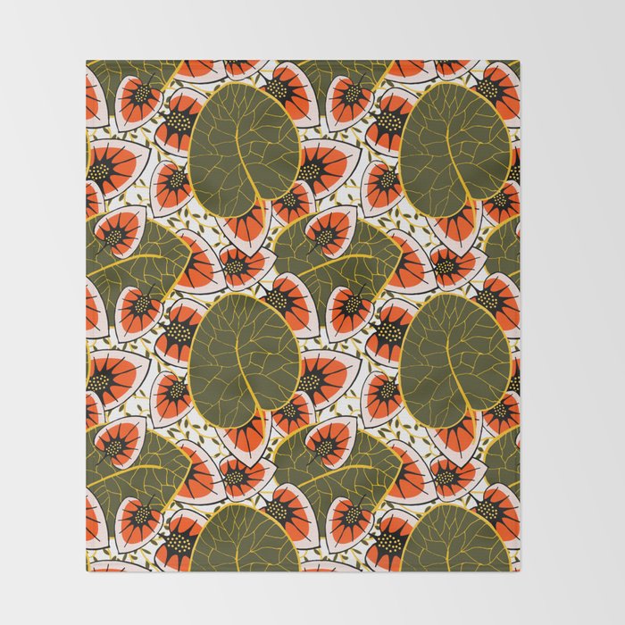 African leaves and flowers Throw Blanket Gallery Image 2