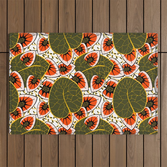 African leaves and flowers Outdoor Rug Gallery Image 1