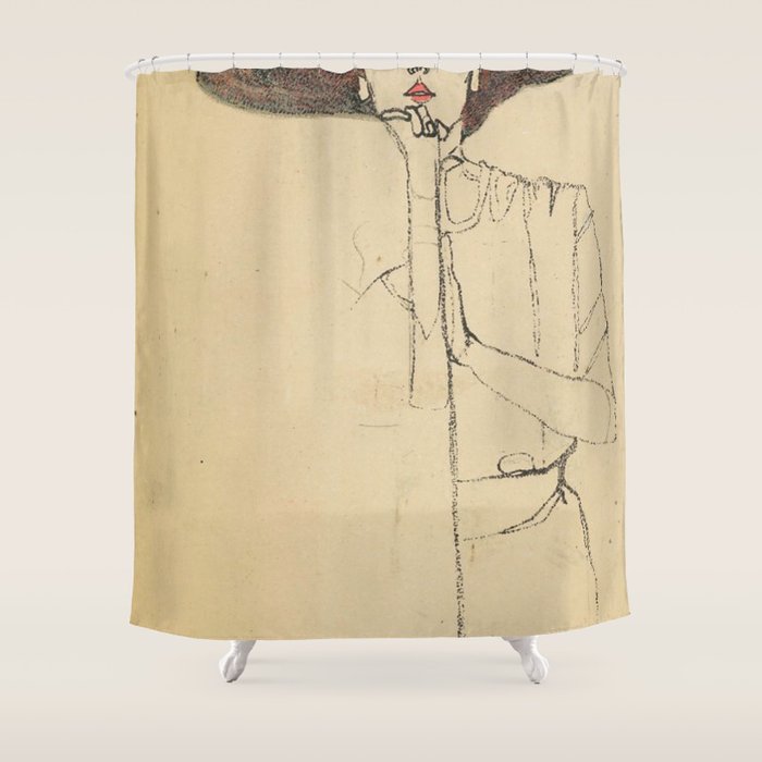 Egon Schiele - Portrait Of A Woman 1910 Shower Curtain Gallery Image 1