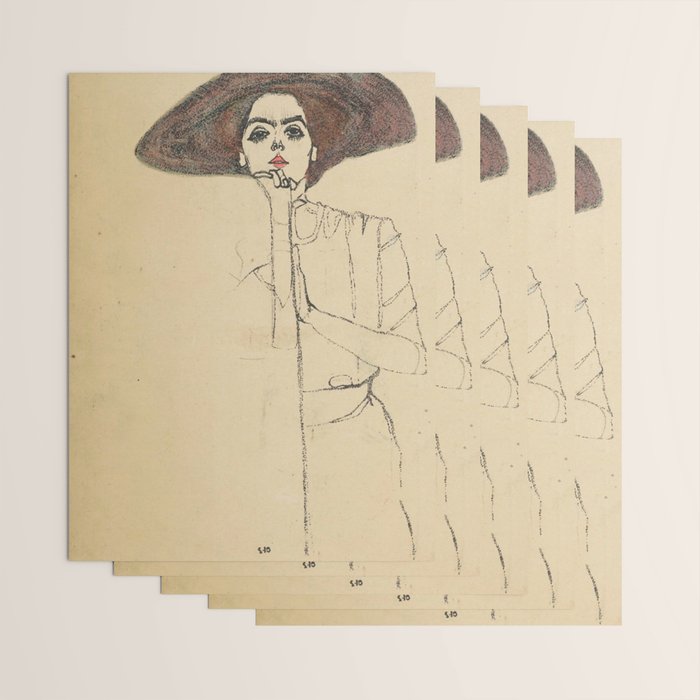 Egon Schiele - Portrait Of A Woman 1910 Wrapping Paper Gallery Image 3
