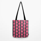 Retro Floral Jonnty Flowers and Stripes Pink and Blue Pattern Tote Bag Gallery Image 2