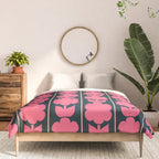 Retro Floral Jonnty Flowers and Stripes Pink and Blue Pattern Comforter Gallery Image 3