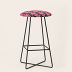 Retro Floral Jonnty Flowers and Stripes Pink and Blue Pattern Stool Gallery Image 1