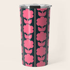 Retro Floral Jonnty Flowers and Stripes Pink and Blue Pattern Travel Mug Gallery Image 1