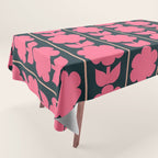 Retro Floral Jonnty Flowers and Stripes Pink and Blue Pattern Tablecloth Gallery Image 1