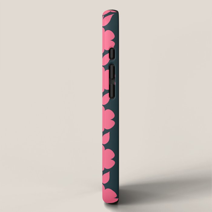 Retro Floral Jonnty Flowers and Stripes Pink and Blue Pattern iPhone Case Gallery Image 2