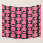 Retro Floral Jonnty Flowers and Stripes Pink and Blue Pattern Wall Tapestry Gallery Image 4