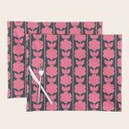 Retro Floral Jonnty Flowers and Stripes Pink and Blue Pattern Placemat Gallery Image 1