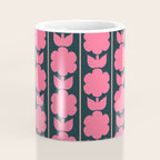 Retro Floral Jonnty Flowers and Stripes Pink and Blue Pattern Coffee Mug Gallery Image 4