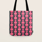 Retro Floral Jonnty Flowers and Stripes Pink and Blue Pattern Tote Bag Gallery Image 1