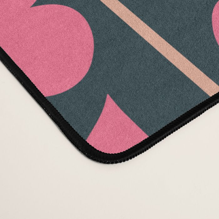 Retro Floral Jonnty Flowers and Stripes Pink and Blue Pattern Desk Mat Gallery Image 4