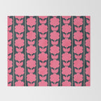 Retro Floral Jonnty Flowers and Stripes Pink and Blue Pattern Throw Blanket Gallery Image 2
