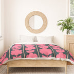 Retro Floral Jonnty Flowers and Stripes Pink and Blue Pattern Duvet Cover Gallery Image 3