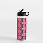Retro Floral Jonnty Flowers and Stripes Pink and Blue Pattern Water Bottle Gallery Image 1