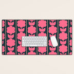 Retro Floral Jonnty Flowers and Stripes Pink and Blue Pattern Desk Mat Gallery Image 1