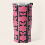 Retro Floral Jonnty Flowers and Stripes Pink and Blue Pattern Travel Mug Gallery Image 2