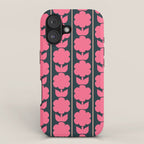 Retro Floral Jonnty Flowers and Stripes Pink and Blue Pattern iPhone Case Gallery Image 1