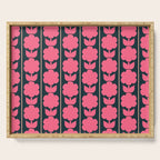 Retro Floral Jonnty Flowers and Stripes Pink and Blue Pattern Serving Tray Gallery Image 1