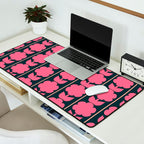 Retro Floral Jonnty Flowers and Stripes Pink and Blue Pattern Desk Mat Gallery Image 2