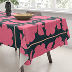 Retro Floral Jonnty Flowers and Stripes Pink and Blue Pattern Tablecloth Gallery Image 3