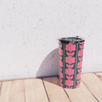 Retro Floral Jonnty Flowers and Stripes Pink and Blue Pattern Travel Mug Gallery Image 4
