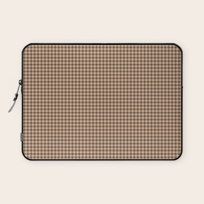 Cozy Amberlight Coffee Gingham Check Laptop Sleeve Gallery Image 1
